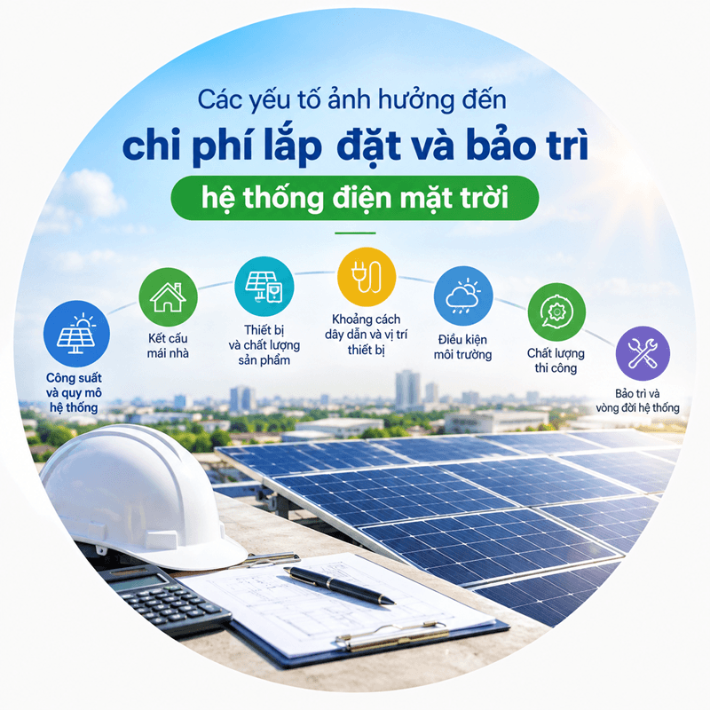 Các yếu tố ảnh hưởng đến chi phí lắp đặt và bảo trì hệ thống điện mặt trời